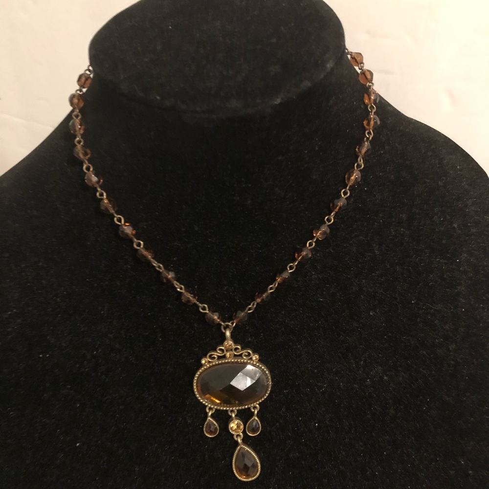 14”  Chain champagne Beaded necklace #95